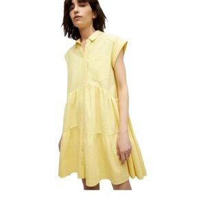 Veronica Beard Harrow Chambray Dress in Pale Yellow